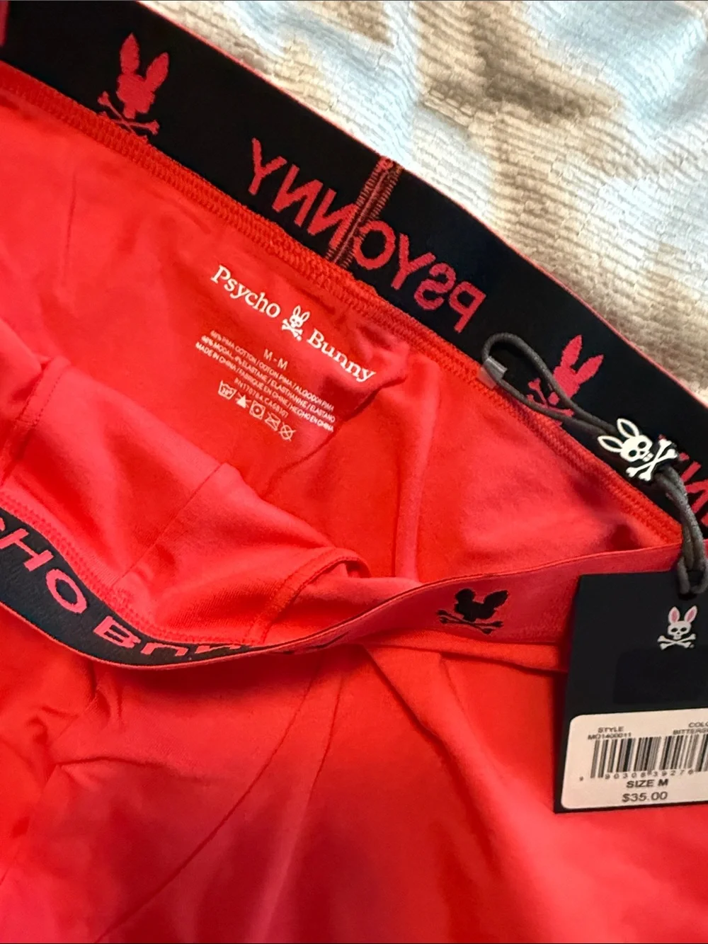 Psycho Bunny Red Boxer Briefs with Black Logo Details